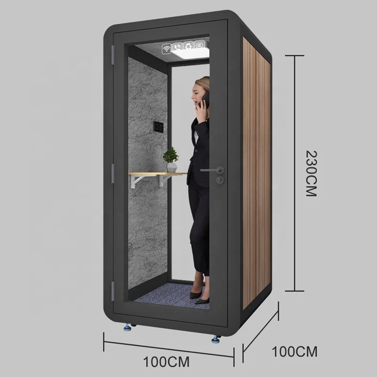 Factory supply quality 1.0x1.0x2.3m acoustic private pod meeting work phone booth phone calling soundproof office pods