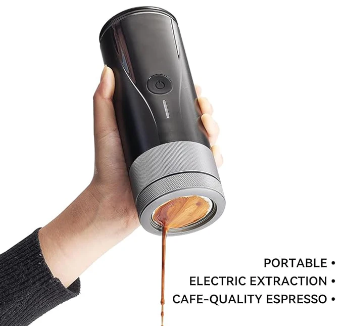 Portable Coffee Maker by Self-heating Function with Carrying Case Lithium Battery Operated 20 Bar Pressures Aluminum OEM 90 5V