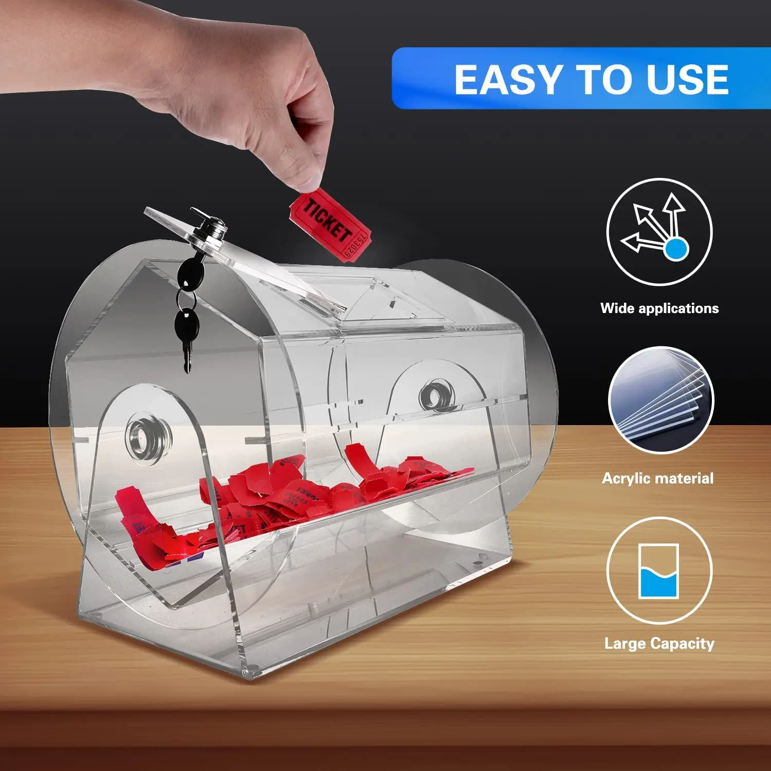 Large Size Professional Raffle Ticket Spinning Drum Acrylic Wheel Spinner Lottery Cage Acrylic Raffle Box