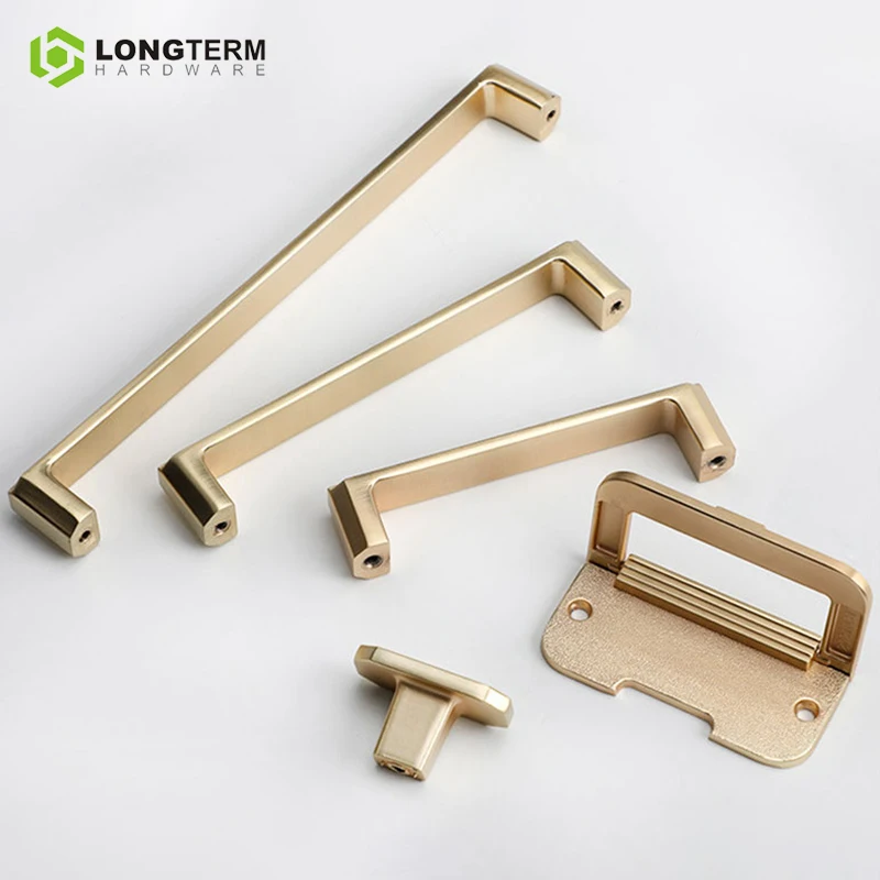 Furniture Hardware Kitchen Cabinet Door Drawers Metal Handles and Knobs Brass Knurled Textured Cabinet Pull Handles