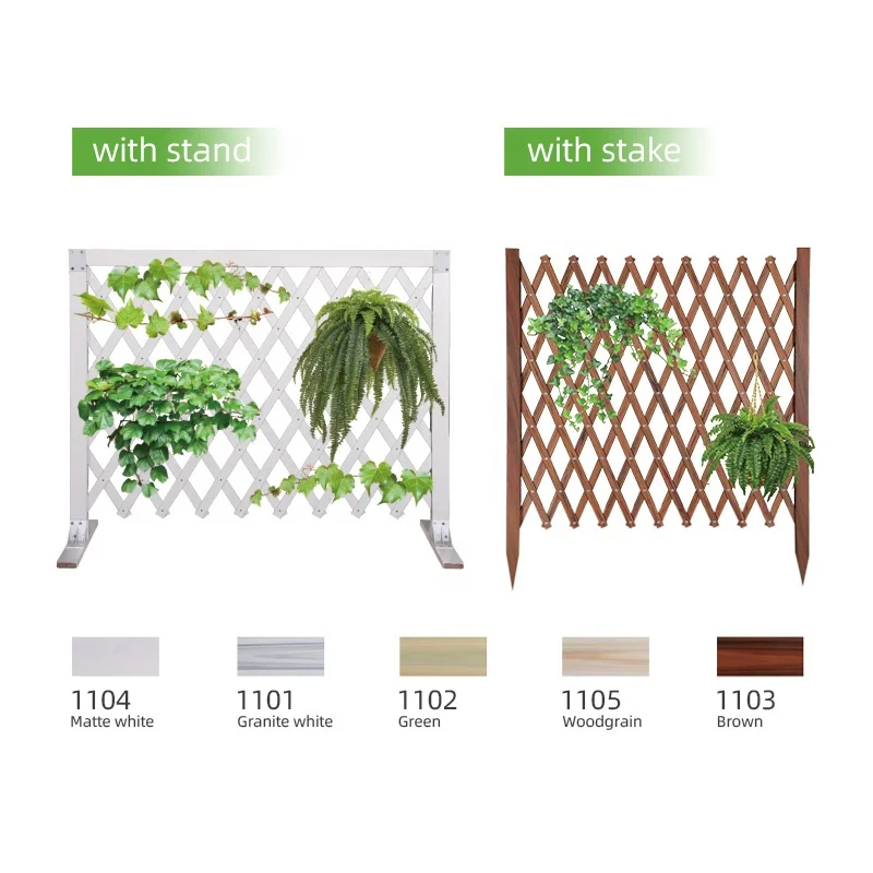 stretch faux wood Eco-friendly vinyl plastic PVC picket fence white foldable lattice fence for garden backyard outdoor garden