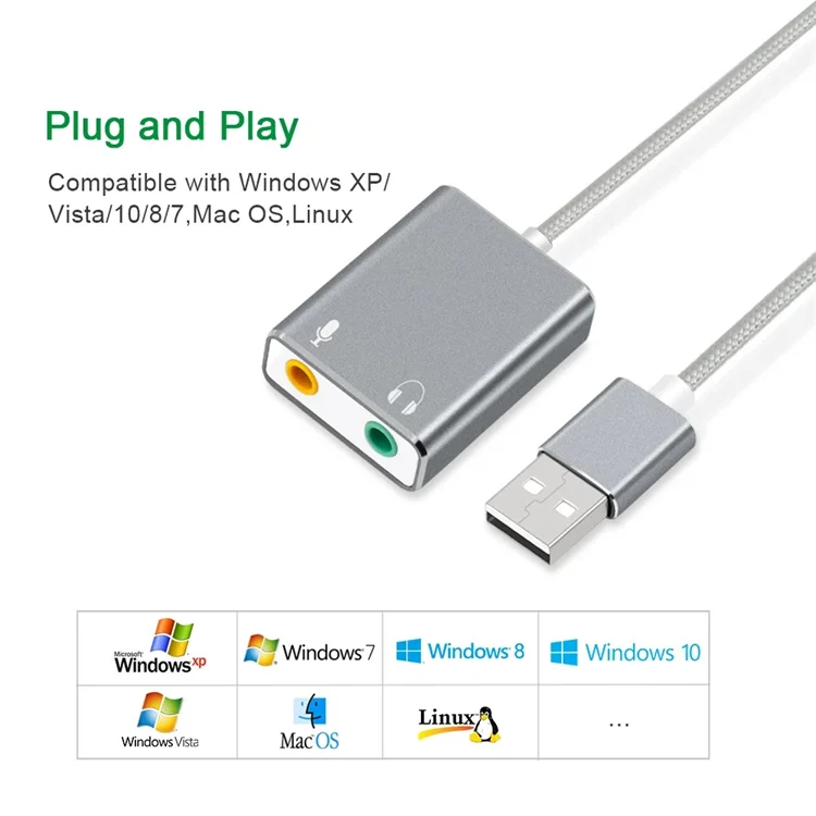 7 1 внешняя звуковая карта USB разъем 3 5 мм аудио адаптер наушники микрофон Звуковая для Macbook компьютера ноутбука