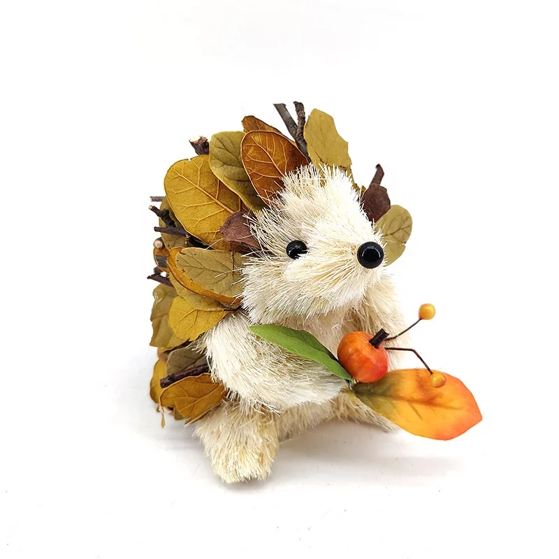 SYART Fall Harvest Animal Decor Table Ornaments Decoration 6' Handmade Crafts Natural Material Hedgehog