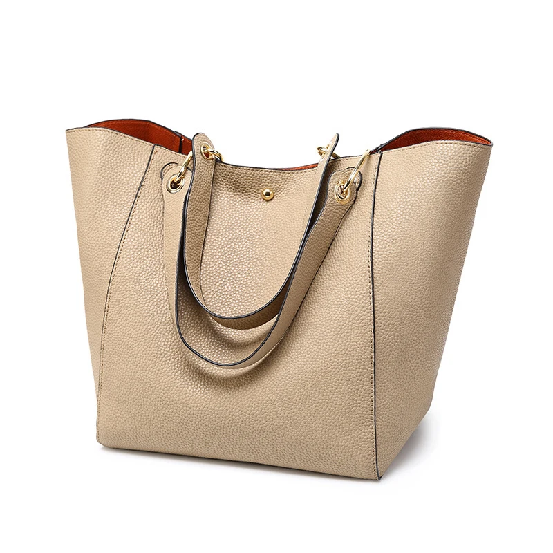 Simple Design Large Capacity Magnetic Closure Luxury PU Leather Tote Women Handbags for Girls Ladies