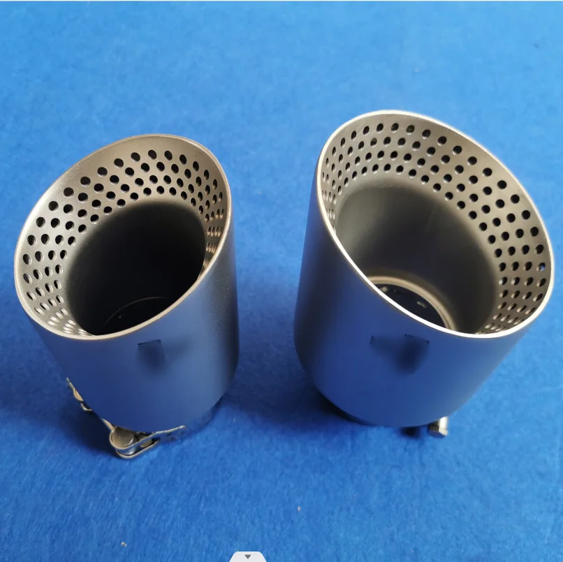 Newest 4 inches Double Layer 304 Stainless Steel Silver Sandblasted with Mesh Tail Throat Exhaust Muffler Pipe