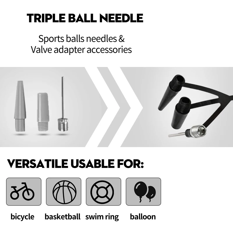 Bicycle ball floor pump with retractable base and pressure gauge for French and American bicycle pump valves