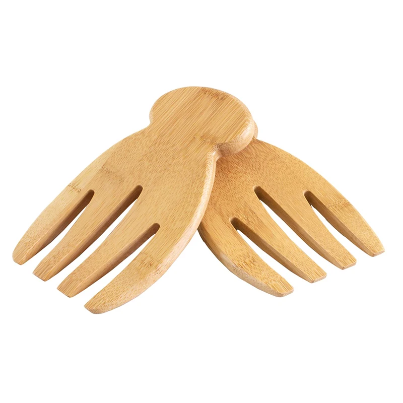 Eco-Friendly Bamboo Salad Hands Bamboo Salad Server Set for Kitchen Using