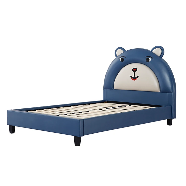 Children Bedroom Furniture Sets Multifunction Baby Style Modern Solid Wooden Blue Bed for Kids