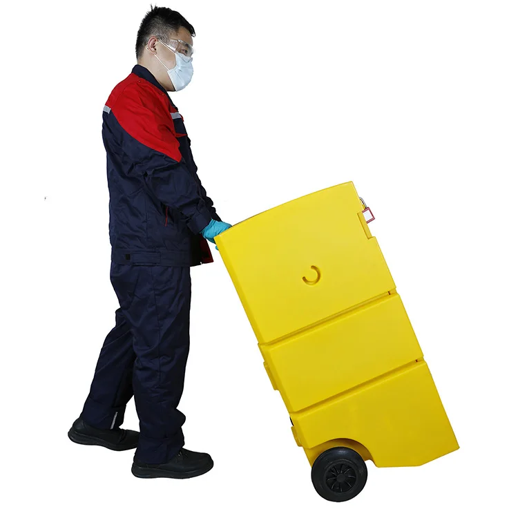 114L Mobile Chemical Oil Spill Control Kit Polyethylene Leakage Emergency Treatment Cart Set