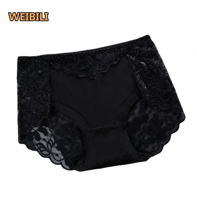 Mid-waist Sexy Lace buttock Lifting Transparent Modal Pure Cotton Crotch women Panties