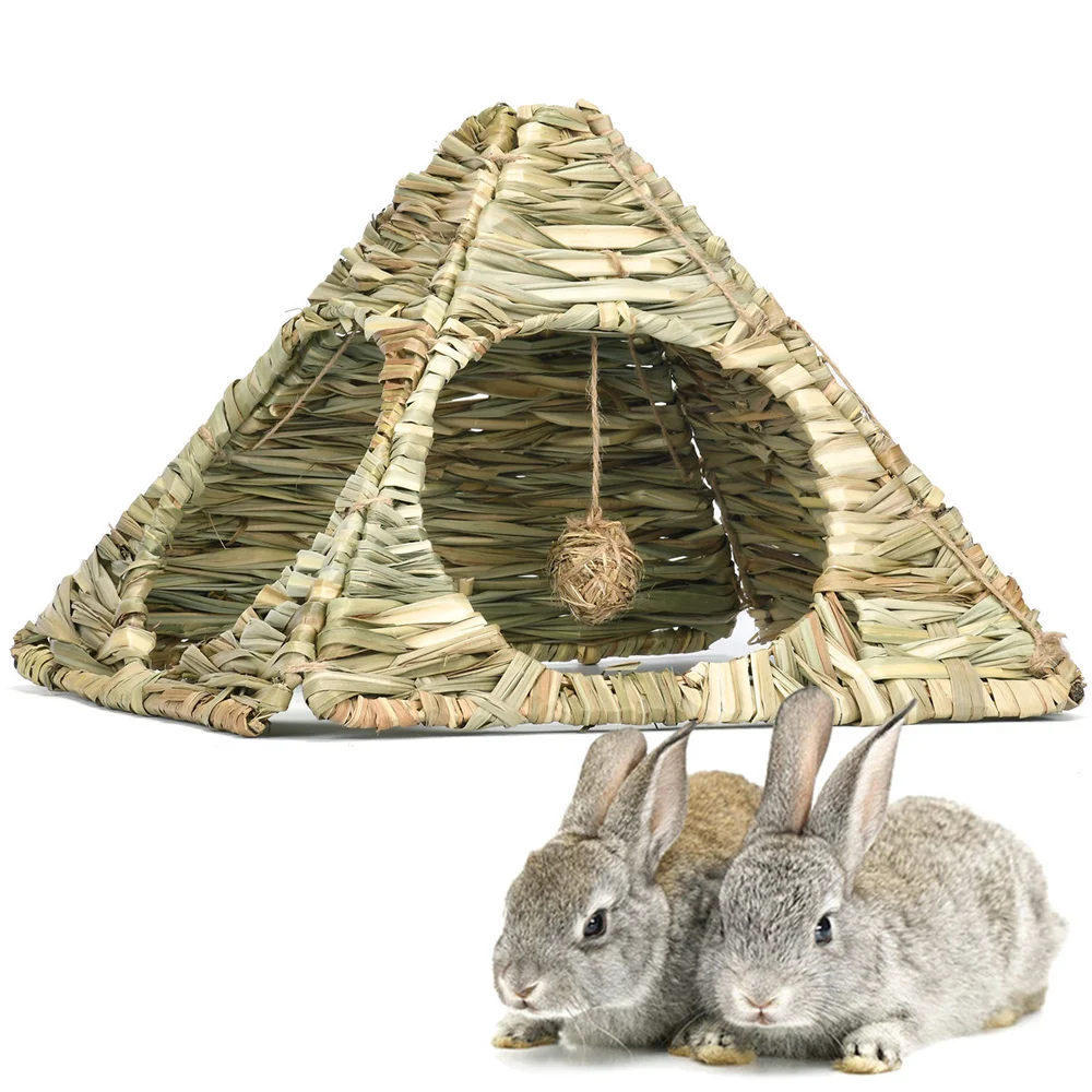 WILDMX Rabbit Foldable Weaving Water Grass Nest Chinchilla Guinea Pig Large Size Grass Mat Grass Nest Pet House