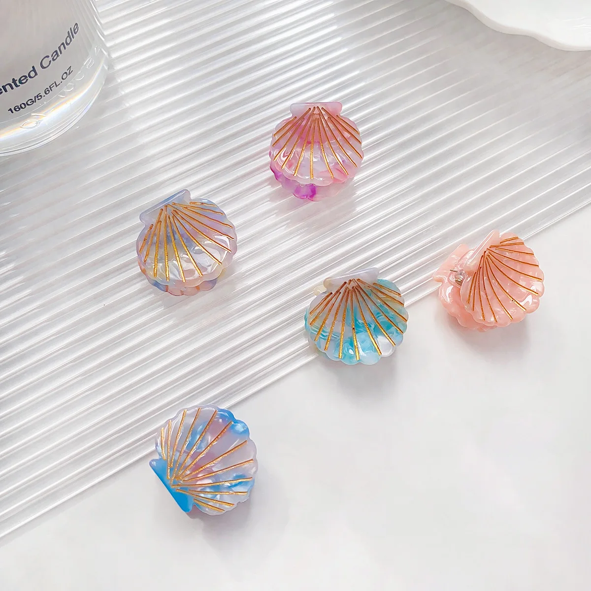 2.5cm women girls kids hair accessories small cute cellulose acetate ocean seashell hair claws clip mini sea shell hair claw