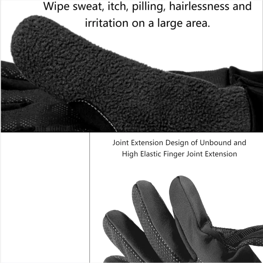 Теплые перчатки зимой Мужчины Езда на мотоциклах, велосипедах, лыжах, водонепроницаемые и холодные перчатки.