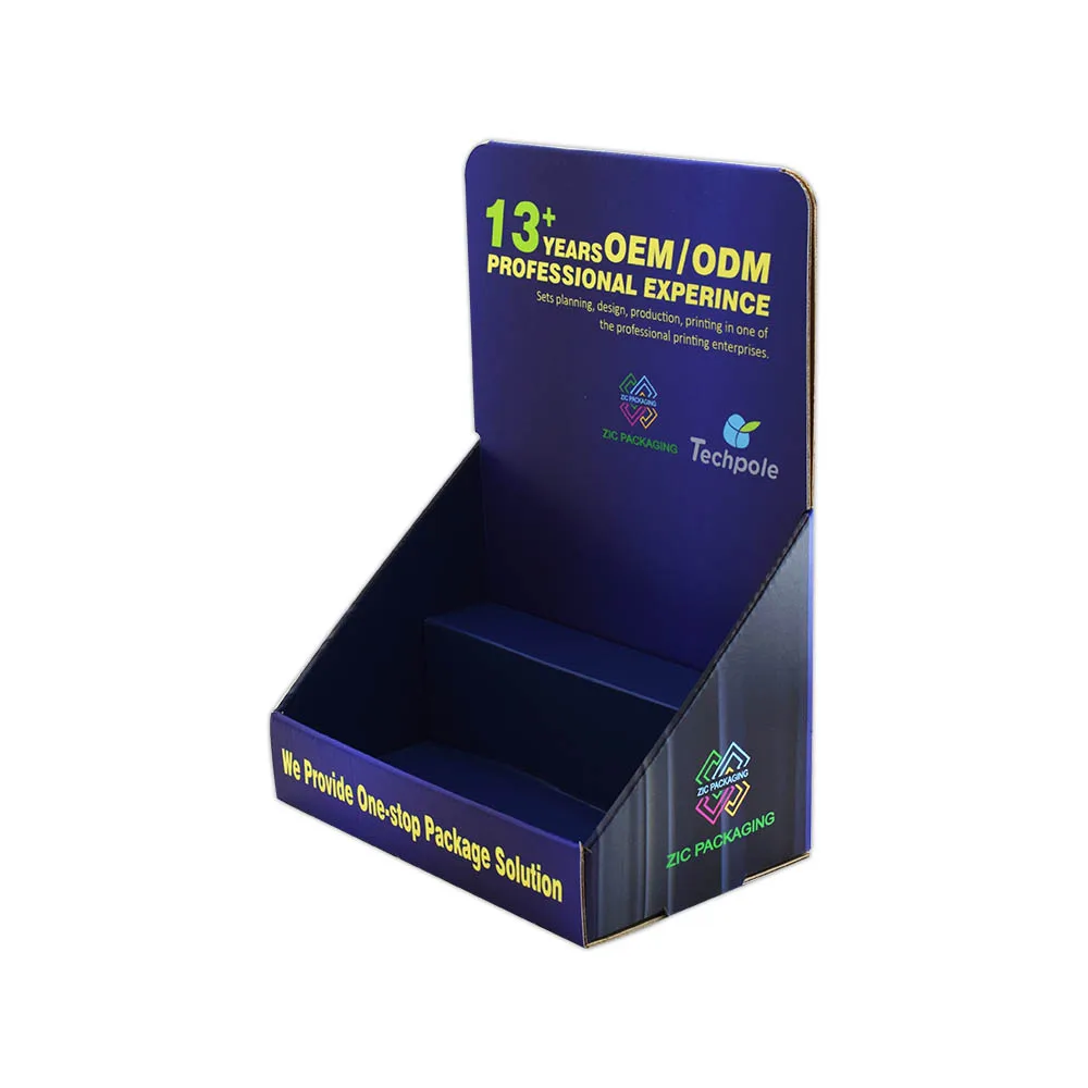 Custom Color Printed Retail Promotion Folding 3 Tiers Cardboard Paper PDQ Counter Top Display Stand
