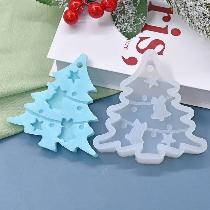 DIY Christmas tree Small bell shape Silicone mold Crystal dripping molding Fondant Chocolate cake tool mould pendent ornament