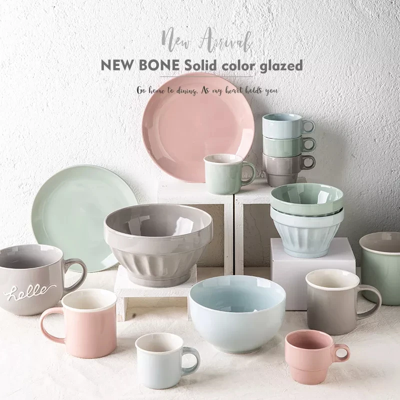 rslee factory wholesale ceramic set cup saucer bamboo coffee mug plain ceramic mugs