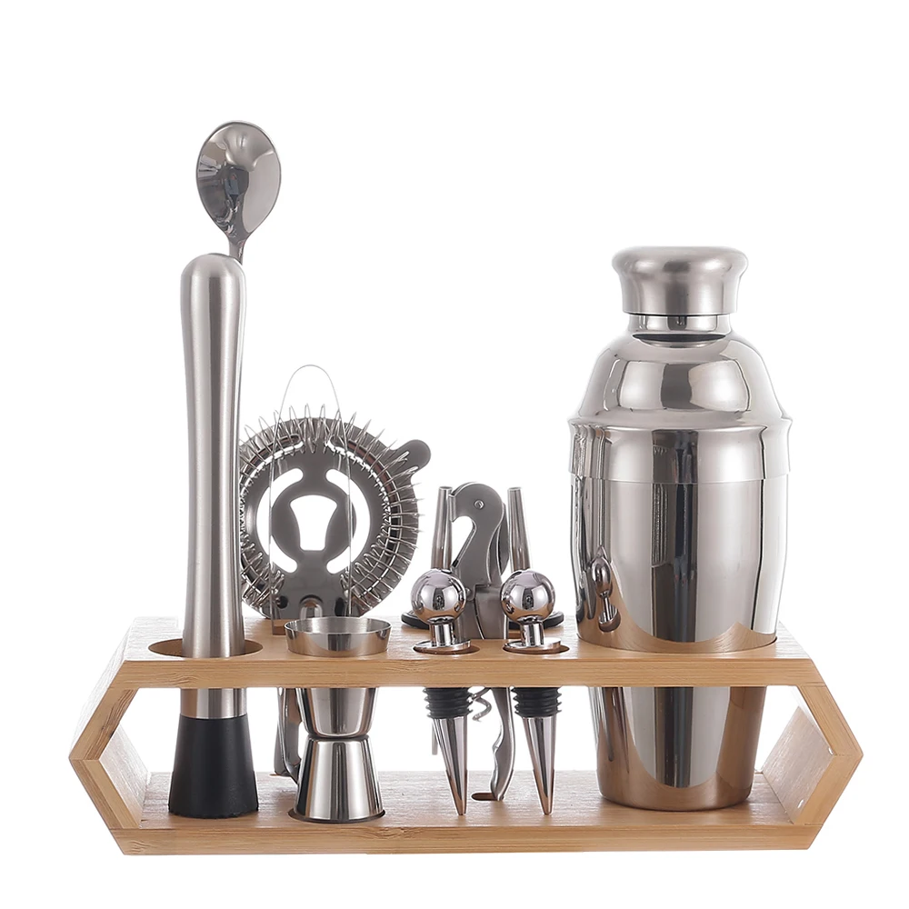 Premium Gift Bar Tools Accessories Jigger Equipment Cocktail Shaker Set With Mushroom Lid Stainless Steel Bar sets