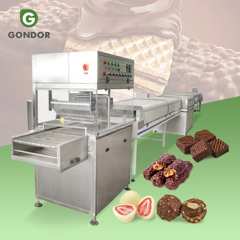 Multifunctional Cookie Donut Enrobe Cooling Line Small Manual Dates Chocolate Ball Enrober Coating Machine