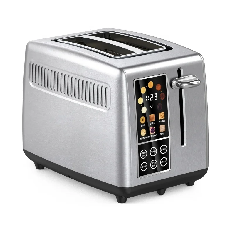 Smart bread toaster machine with LCD Display 2 slice 7 color option digital smart toaster multi function  bagel waffle muffin