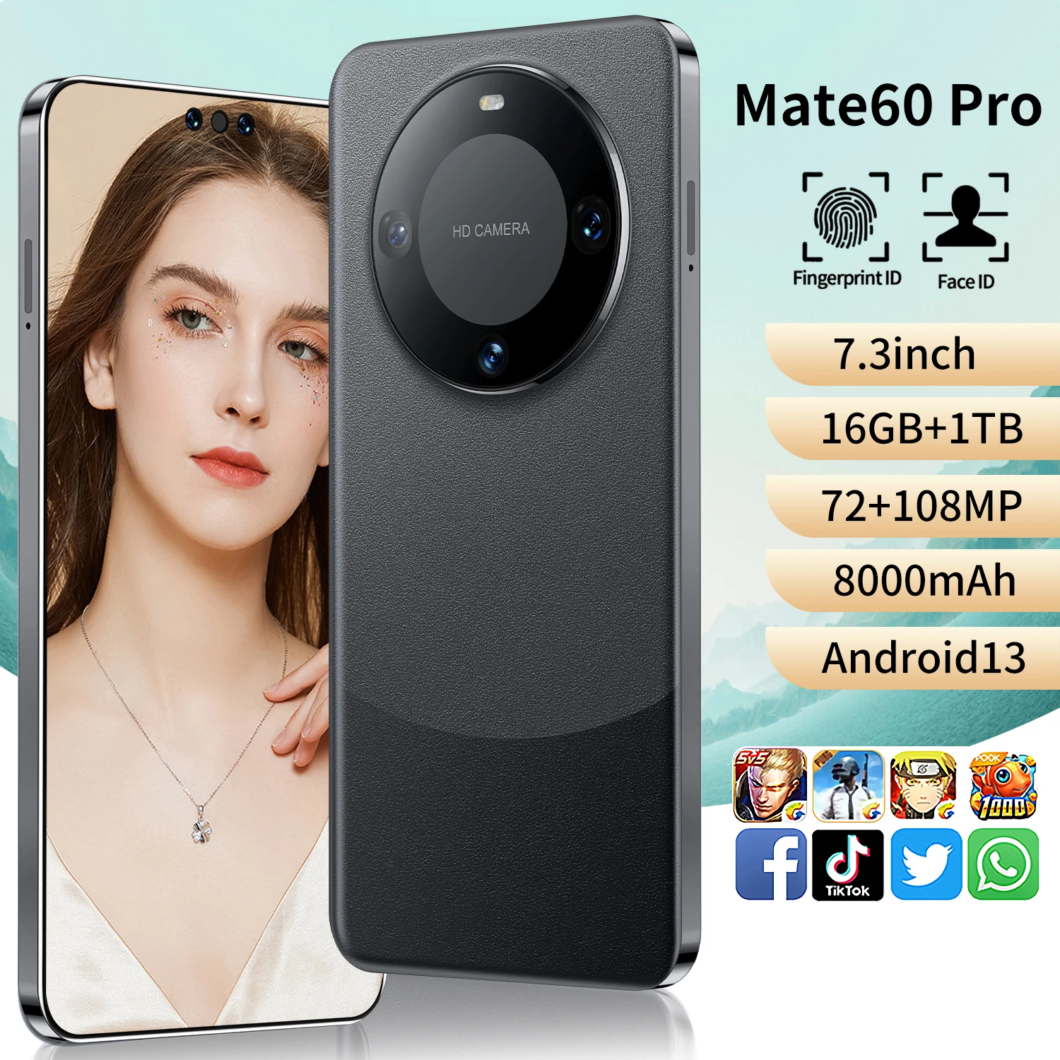 Оригинальный разблокированный смартфон Mate60 Pro глобальная версия 5GAndroid 16 ГБ + 1 ТБ с быстрой зарядкой