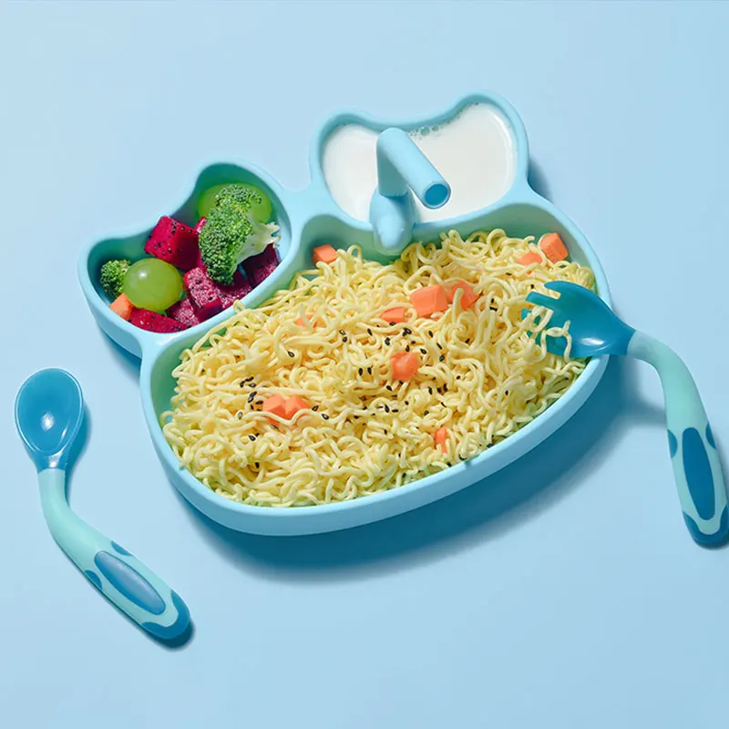 Eco Custom Logo Suction Baby Feeding Plate Food Grade Children dinnerware kid tableware Animal Shape Baby Silicone Baby Plates