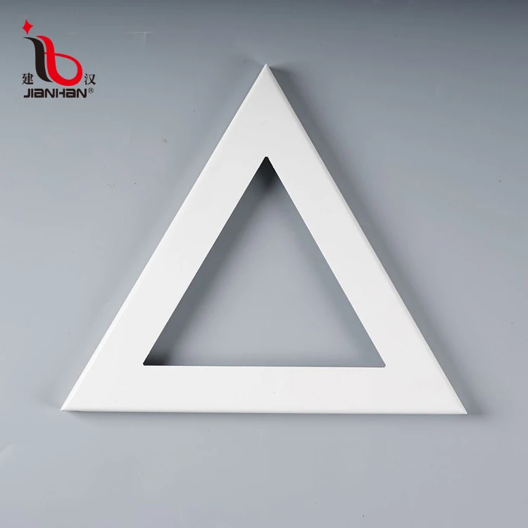 Office building outer wall aluminium engraved white triangle shape decor wall curtain panel