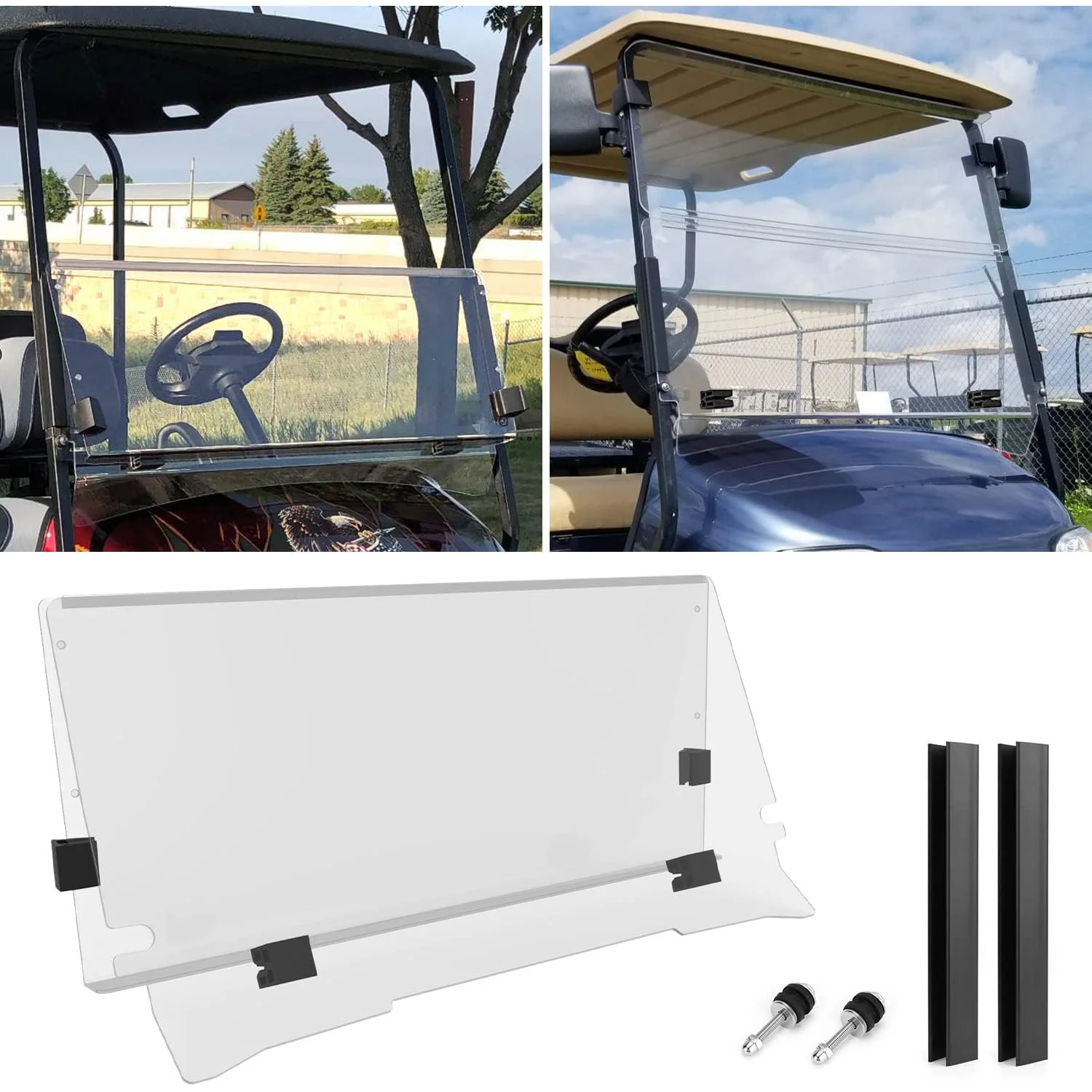 Factory Custom Impact Resistant Golf Cart Acrylic Windshield Folding Clear Windshield for Club Car Precedent