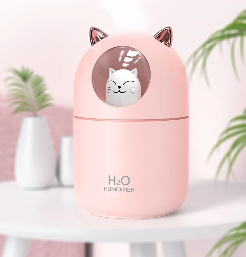 Mini Portable Cute Cat Usb Aroma Diffuser H2o Humidifier Ultrasonic Water Cooling Fog Led Car Air Humidifier