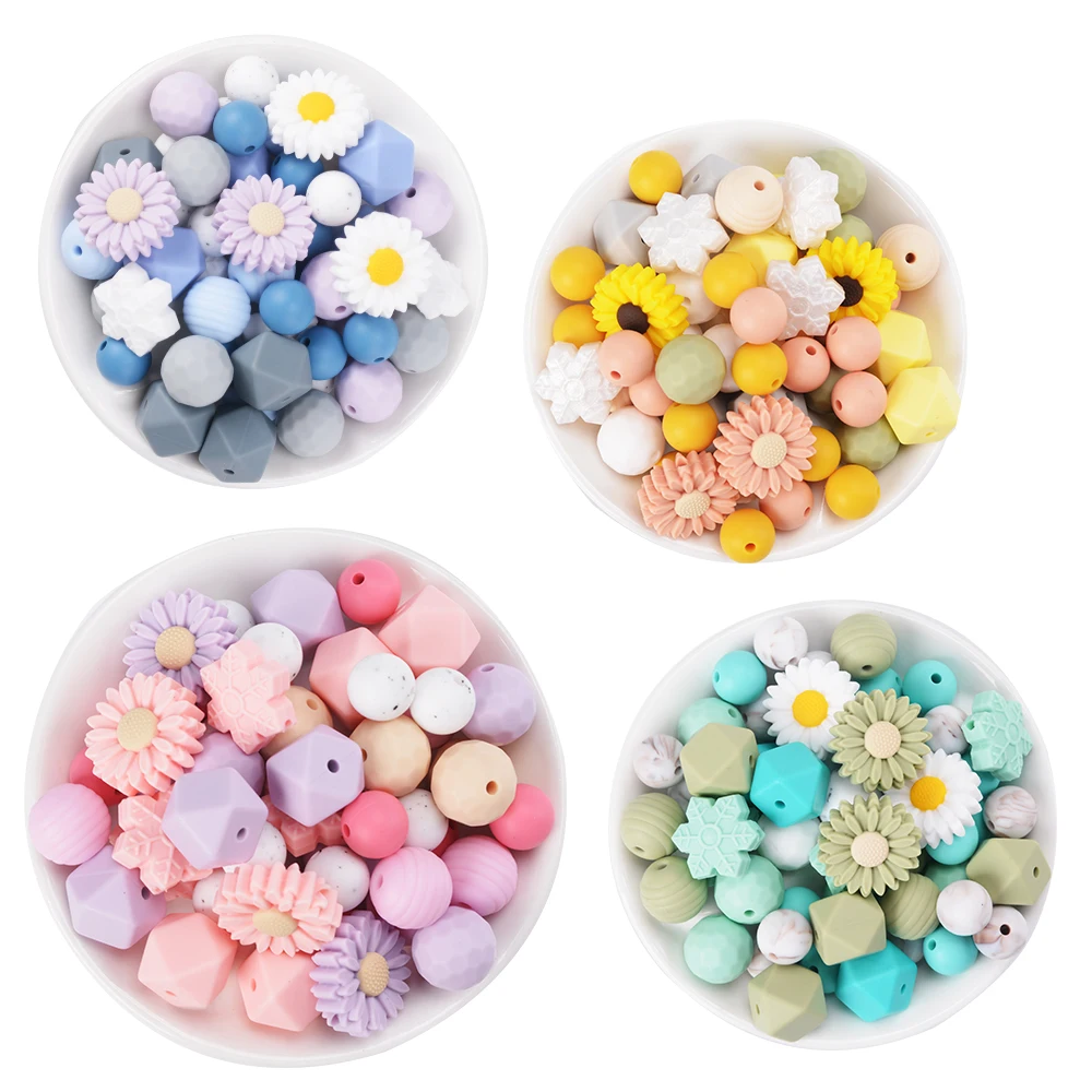 Bulk Food Grade Silicone Beads Wholesale Multi-color BPA Free Custom Silicone Beads Set For Baby Pacifier Bracelet