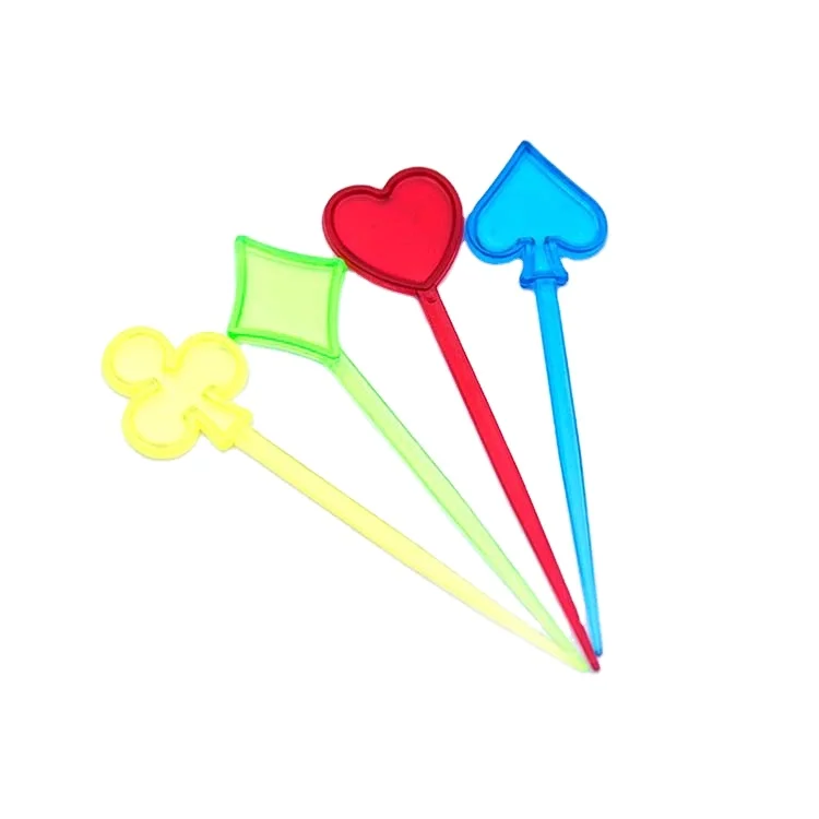 Оптовая продажа прозрачных пластиковых зубочисток для фруктов с красочными прекрасными