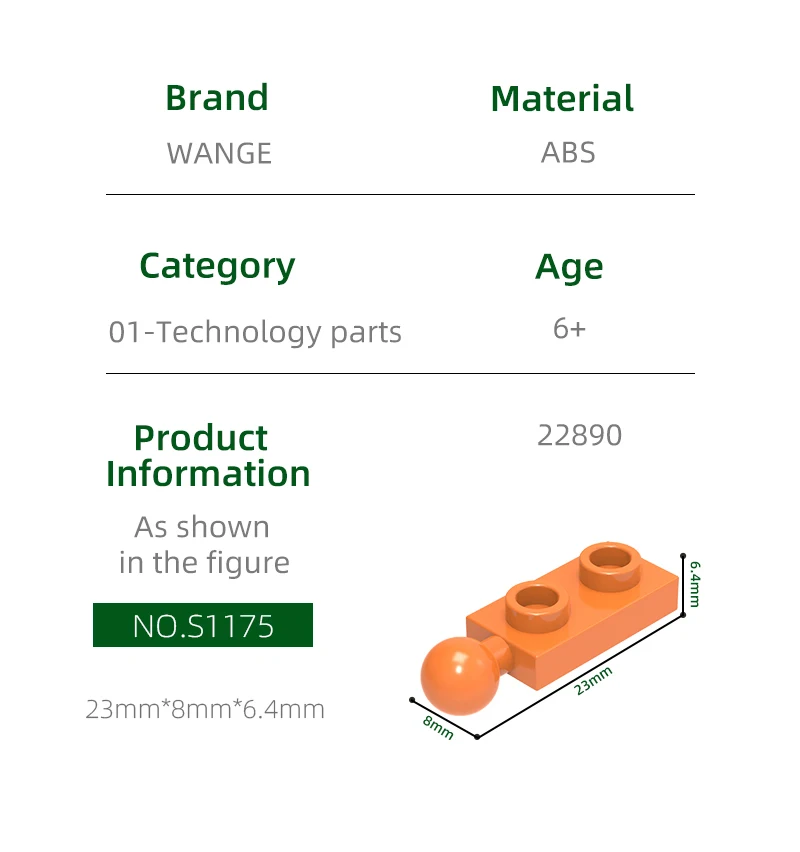 Wange 22890 пластик/Abs пластина Модифицированная 1x2 с буксировочным шариковым блоком Moc DIY Детские игрушечные аксессуары совместимые кирпичом