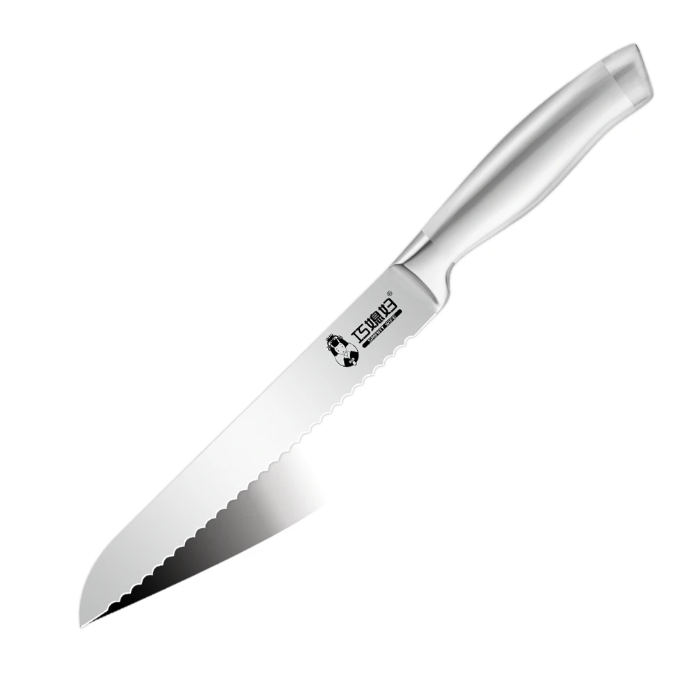 3Cr13 Stainless Steel Hollow Handle Serrated Cutting Bread Knife for Home