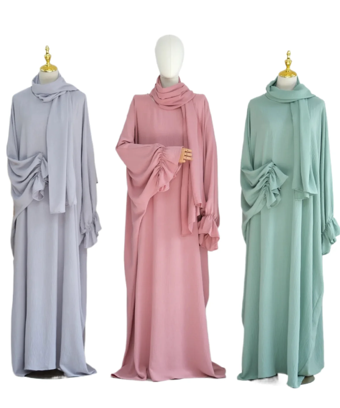 2023 Latest Designs Turkish Green Long Abaya Muslim Dress Women Kaftan Dubai From Islamic Clothing Modest Evening Dress Abaya