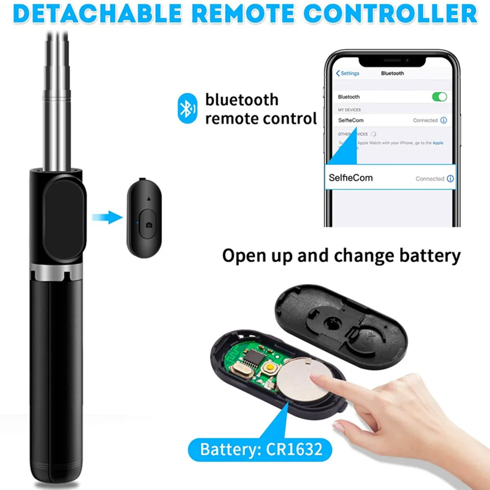 4 in 1 Extendable Wireless Selfie Stick Tripod L02 Integrated Mobile Phone Self Stick With BT Remote Selfie Stick Foldable