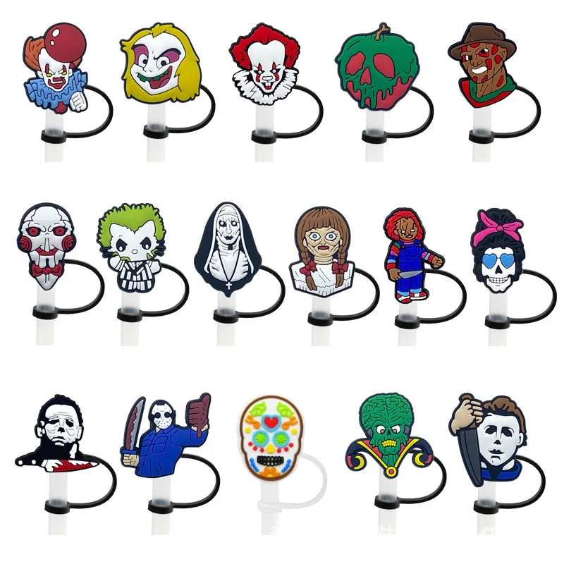 Sales Promotion Cheap Scary Clown Silicone Straw Dust Toppers for Stanley Cup Metal Straw Silicon Tip