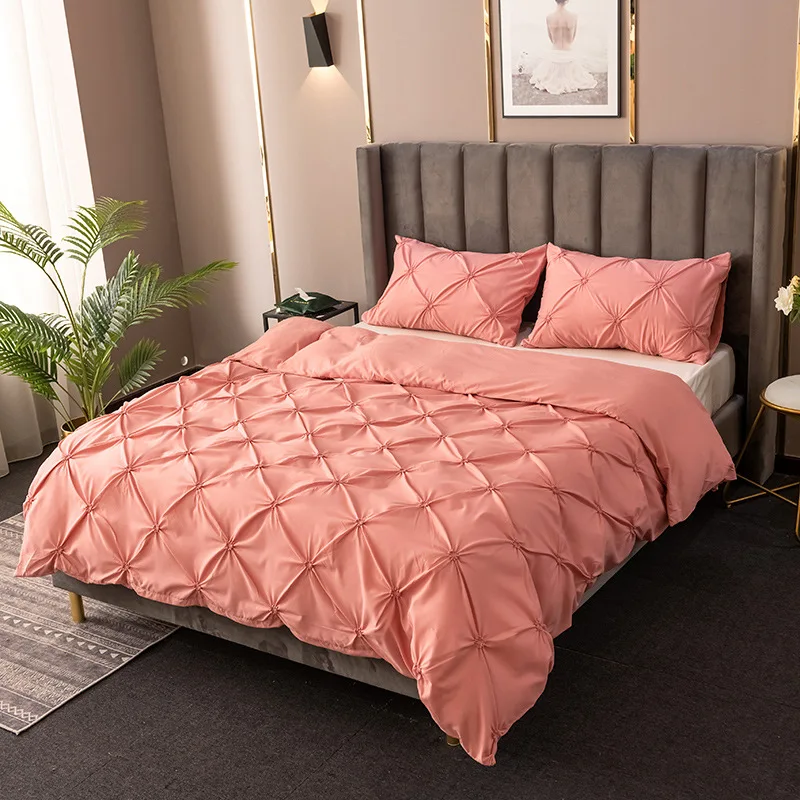 8 Colors Solid Color Duvet Cover Pillowcase Bedding 3d Stereo Duvet Set Three-Piece