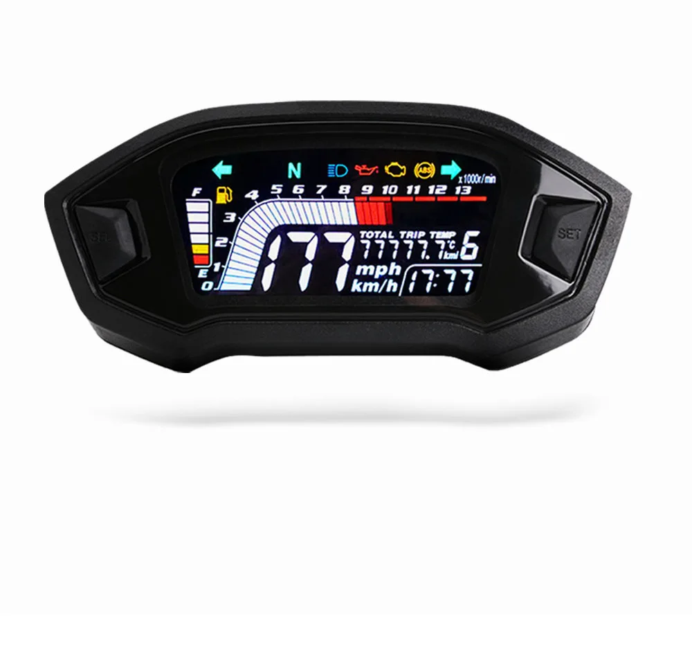 Universal Motorcycle LED Adjustable Speedometer RPM Optional Digital Odometer Tachometer For 2,4 Cylinder For ATV