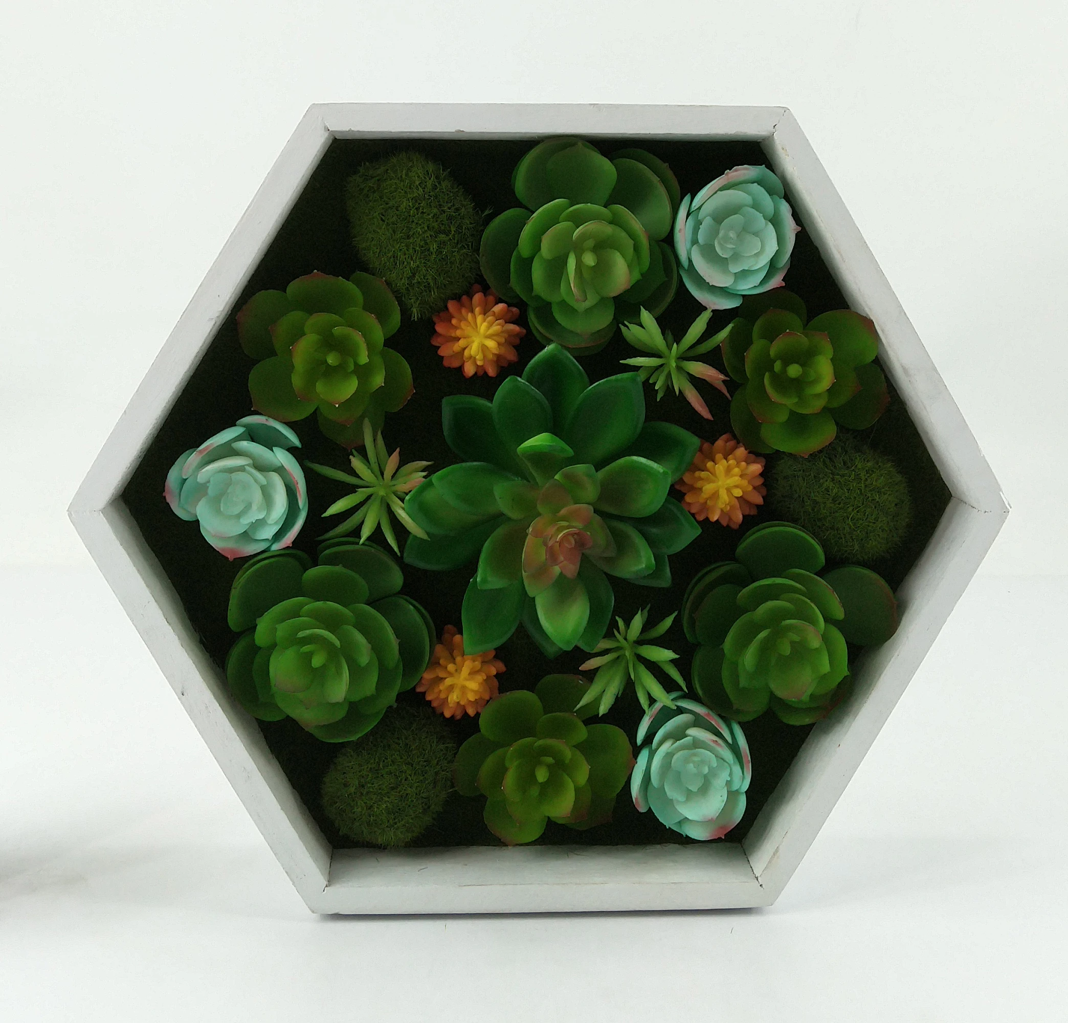 European-style rectangular wall-mounted 3d home decoration photo frame artificial Succulents plant greenery