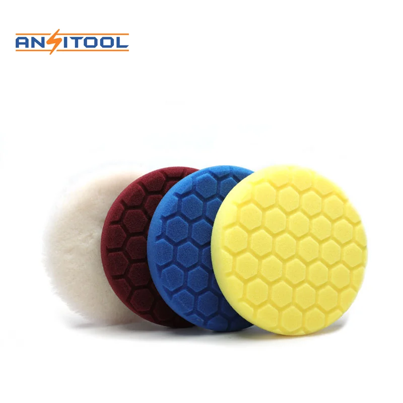 4pcs 5inch Buffing Sponge Wool mixed Polishing Pad Kit for Waxing Car Auto Polisher
