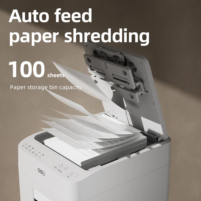 Deli ET081 4-Stage High-Power Electric Paper Shredder Household Commercial Desktop Document Granular Confidential-Card Shredding