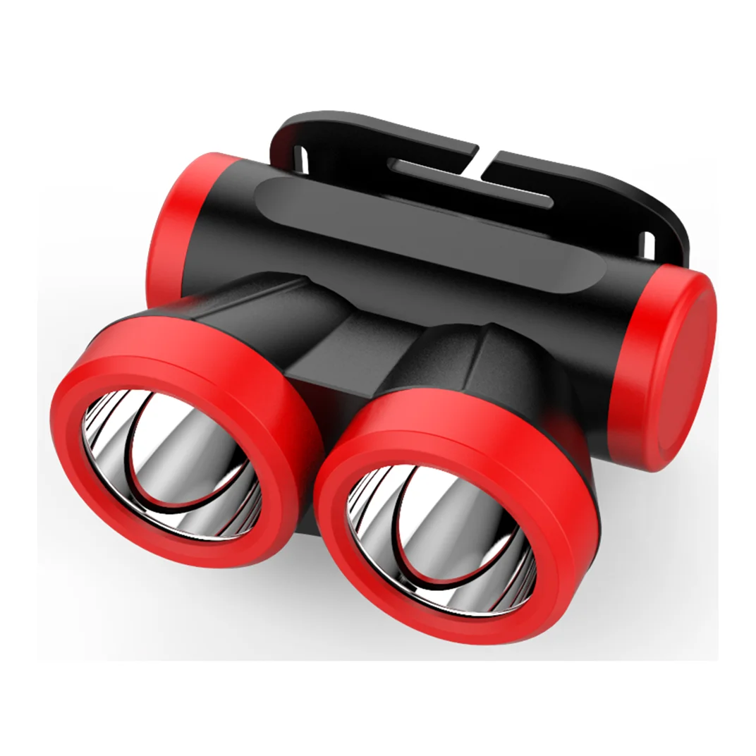 LED rechargeable headlamp two heads white light yellow light outdoor waterproof headlight