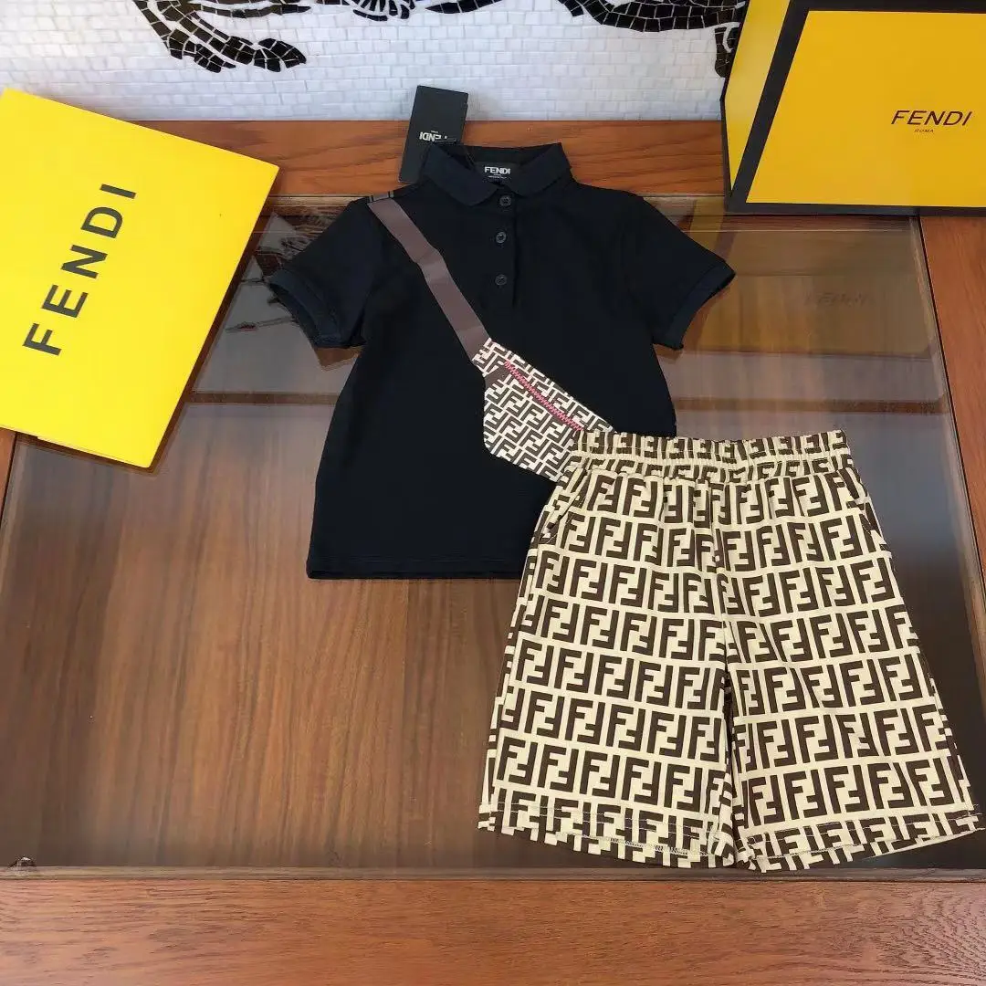 
Designer boys lapel short sleeve + shorts high quality cotton boys sets for summer 