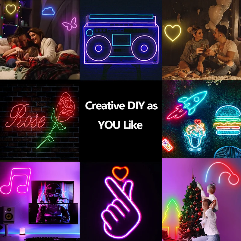 LEDEAST HX-W06 DC24V RGB 5m 10m Tuya APP Smart Remote Music Control Personalized Flex Silicone LED Neon Light for Living Room