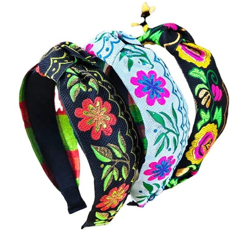 Wholesale Fashion Hair Accessories Weaving Embroidery Knotted Hairbands Braided Headband