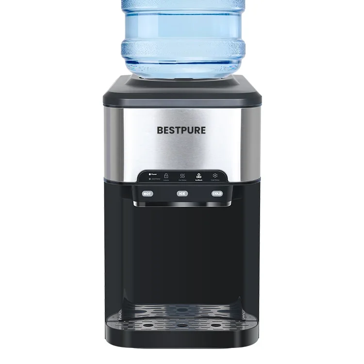 Top Loading Water Bottle Ice Maker Hot and Cold Water Dispenser Desktop Water Cooler
