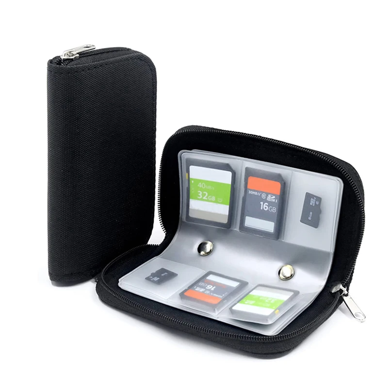 Cases Storage 22 Slot Zippered Micro SD CF TF SDXC SDHC MMC SecureDigital Memory Cards Carrying Holder Bags SD Memory Card Cases