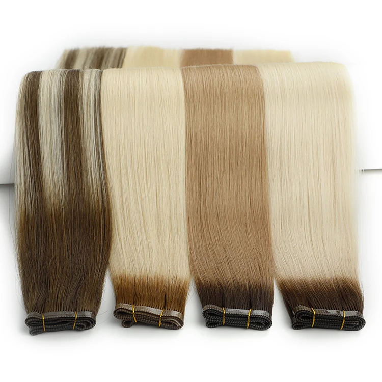 Best Quality Flat Tip Weft Hair Extension Bundle Remy Natural Mongolian Human Weave Vendors Woman Making Machine