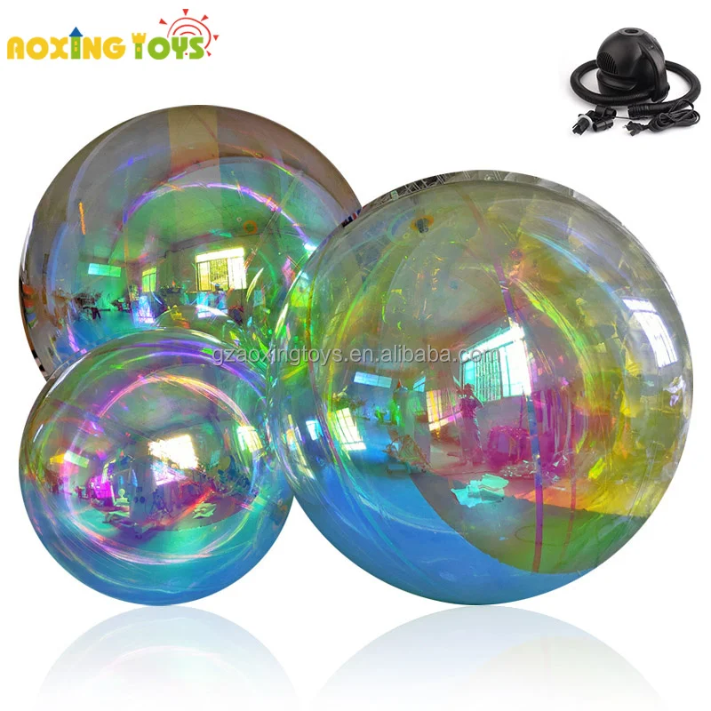 Большой надувной зеркальный шар с двойной палубой серебристого и золотого цвета, рекламное украшение, подвесной шар для вечеринки, сценического шоу