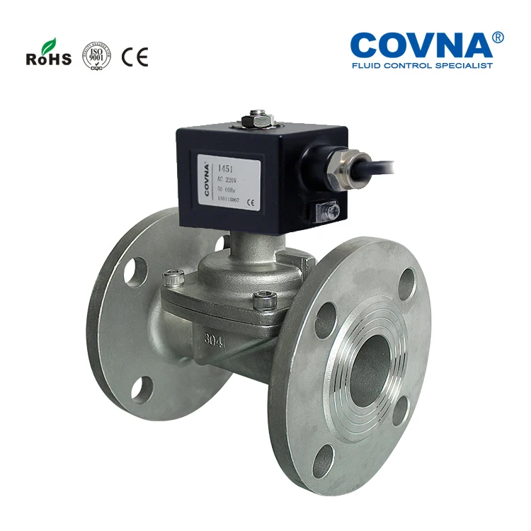 Stainless Steel Flange Connection Normal Open 1/2 Inch DC24V Solenoid Valve