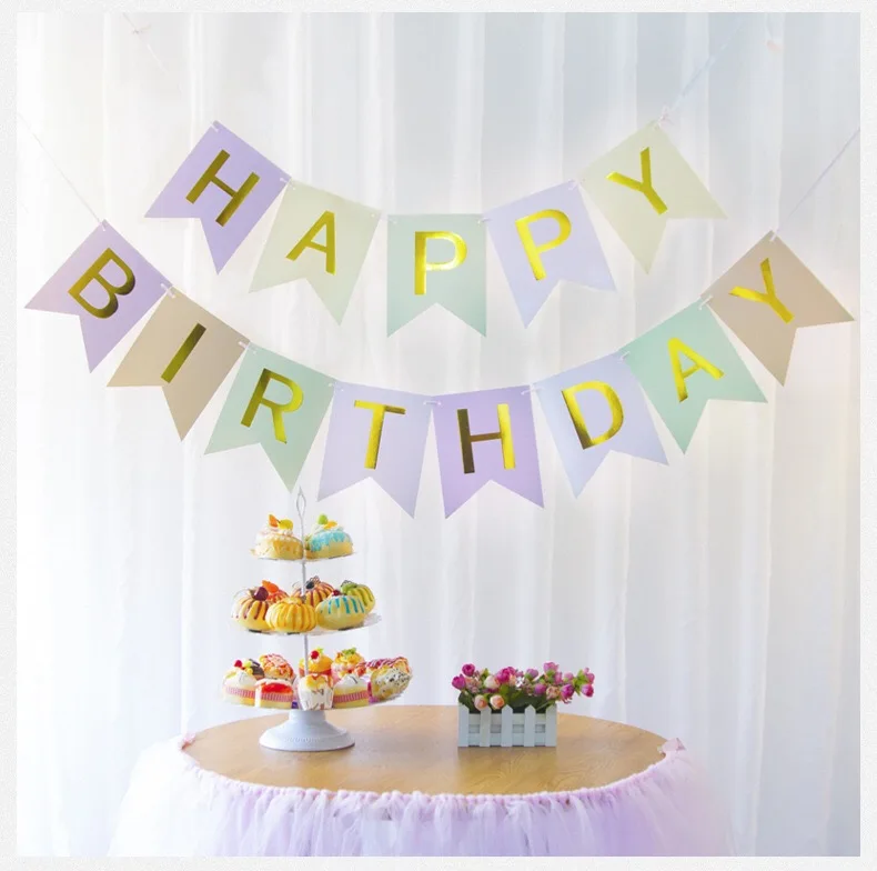Custom Happy Birthday Party Paper Banner or Paper Bunting Flag for Decoration Sale